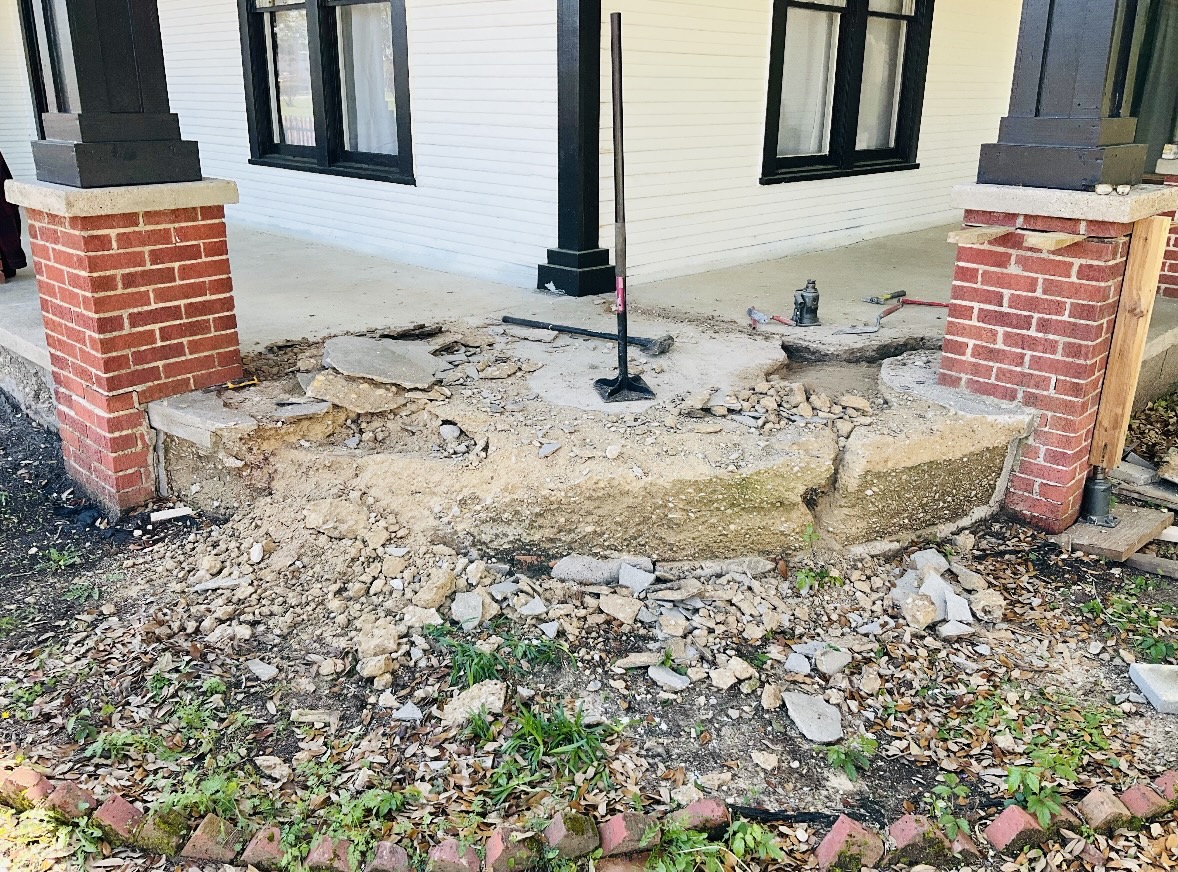 Sinking porch — before