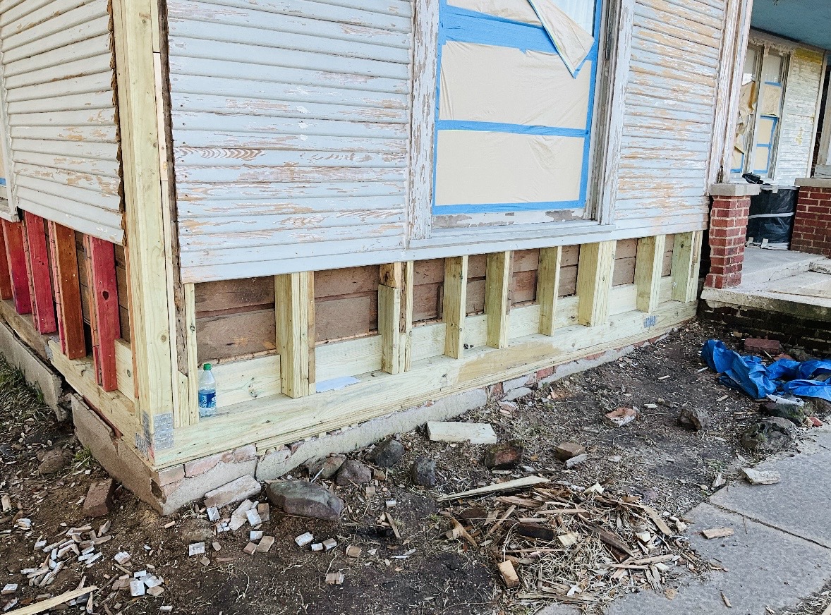 Termite damage — after repair